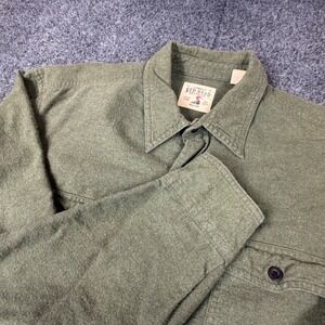 RedHead Brand Co Mens Large Olive Green Button Down Flannel Shirt Outdoor Rugged